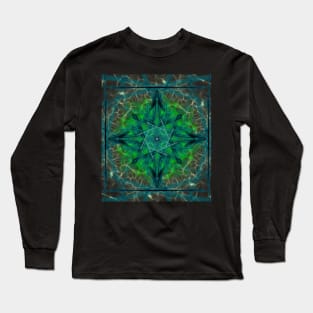 Green Heart chakra Sacred geometry stained glass Mosaic Long Sleeve T-Shirt